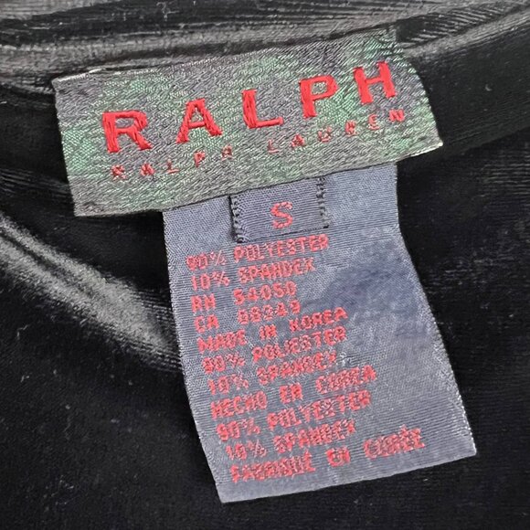 Y2K black velvet slip dress spaghetti straps Ralph Lauren 90s bodycon stretch - Picture 7 of 8